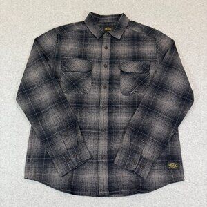 RVCA Men's Dayshift Flannel Long Sleeve Plaid Shirt Gray Black Small Cotton NWT